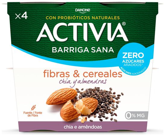 Bífidus probiótico Activia 0% pack 4 chia y almendras