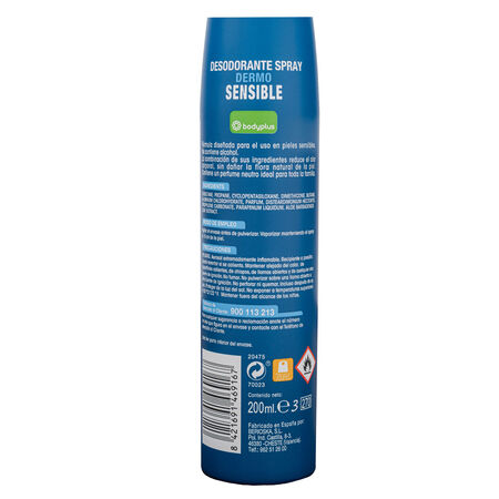 Desodorante en  spray Bodyplus 200ml dermo sensible