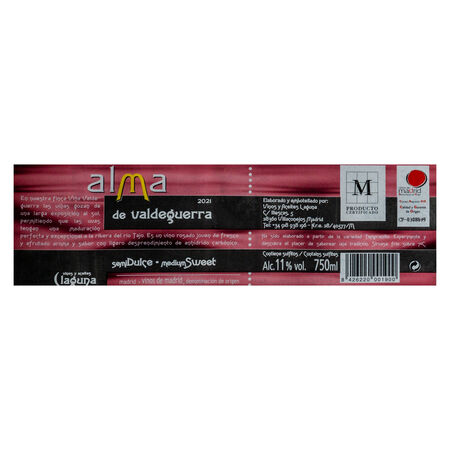 Vino rosado DO Madrid Alma de Valdeguerra semidulce
