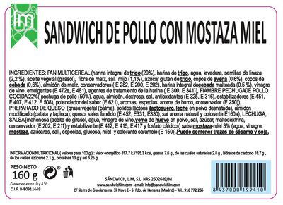 Sandwich gourmet de pollo-miel-mostaza LM 160g