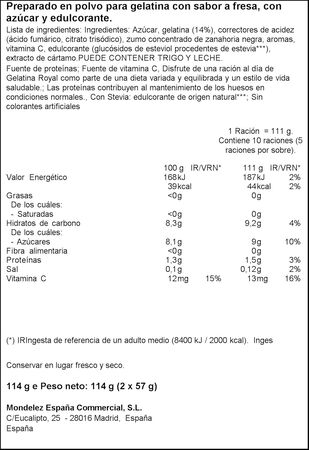 Gelatina de fresa Royal 114g