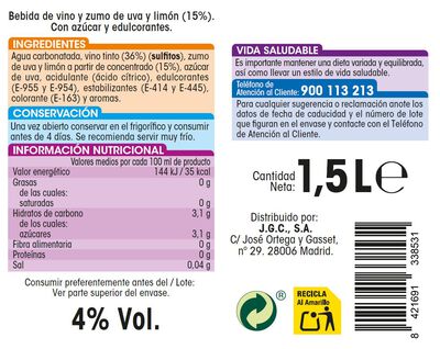 Tinto de verano Alipende 1,5l limón