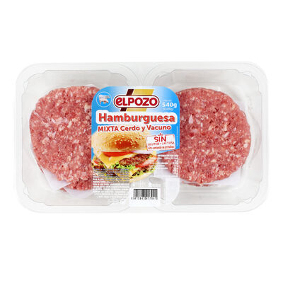 Burger meat mixta cerdo y vacuno ElPozo 540g pack 6 uds