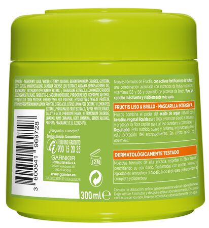 Mascarilla capilar intensiva Fructis 300ml liso&brillo