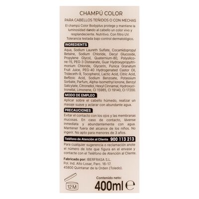 Champ&uacute; Bodyplus 400ml te&ntilde;ido