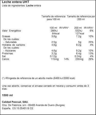 Leche Pascual Entera 1,5l