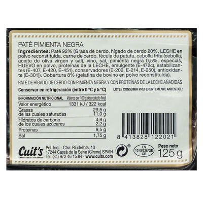 Pat&eacute; a la pimienta negra Cuit'S bloc 125g