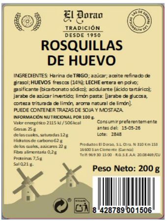 Rosquilla huevo tradicional El Dorado 200g