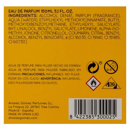 Agua de perfume femme Álvarez Gómez 150ml ámbar