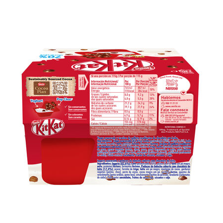 Yogur Kit Kat Nestlé 230g pack 2 con bolitas de cholocate