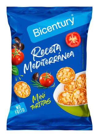 Tortitas de ma&iacute;z mini nackis receta mediterr&aacute;nea Bicentury 70g