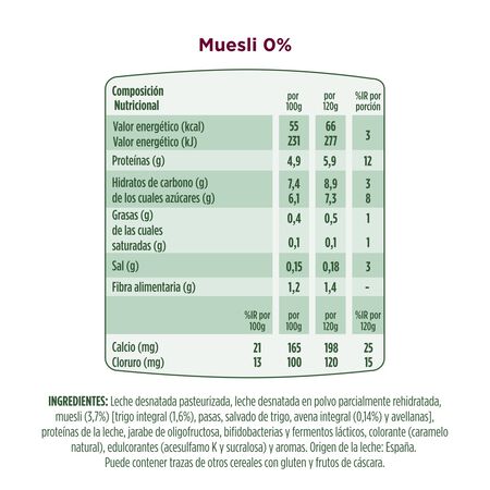 Bífidus Activia fibra 0% pack 4 muesli