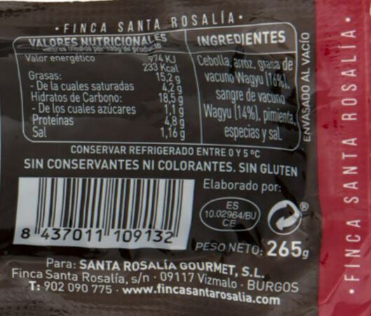 Morcilla de Burgos de Wagyu 265g