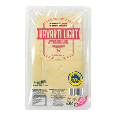 Queso havarti light en lonchas Alipende 200g