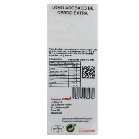Cinta de lomo adobada de cerdo duroc Alipende 600g aproximadamente