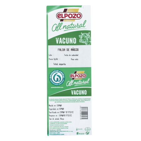 Falda de añojo All Natural ElPozo 400g aproximadamente