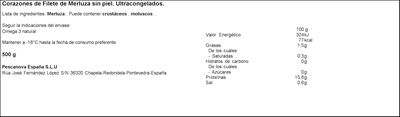 Corazón filete merluza Pescanova 500g sin piel