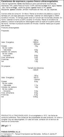 Canelones La Cocinera espinacas y queso 280g