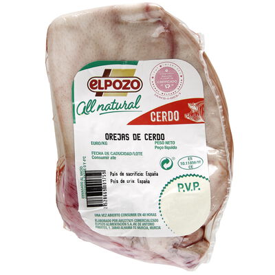 Oreja de cerdo all natural ElPozo 300g aproximadamente