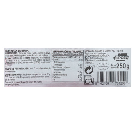 Mortadela siciliana en lonchas Alipende 250g