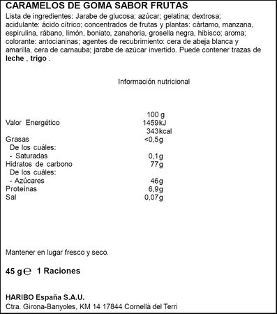 Caramelo goma sabor frutas Haribo Mega Roulette 40g