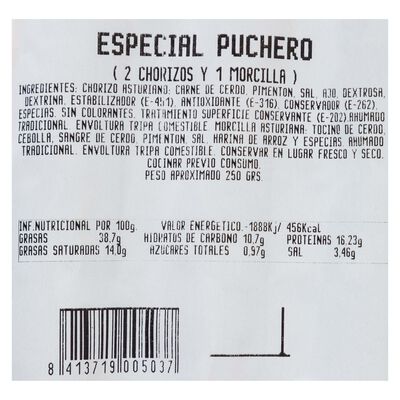 Especial puchero con dos chorizos y una morcilla Maybe 250g
