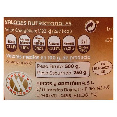 Lomo de orza en lonchas Arcos tarrina 250g