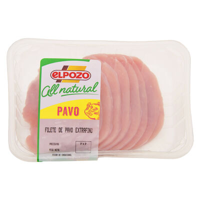 Filete extrafino de pechuga de pavo AllNatural ElPozo 500g aproximadamente