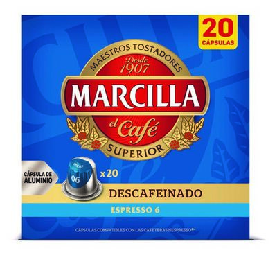 Café descafeinado espresso Marcilla 20 cápsulas