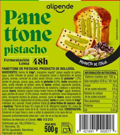 Panettone Alipende 500g Pistacho