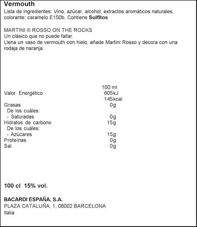 Vermouth rojo Martini 1l