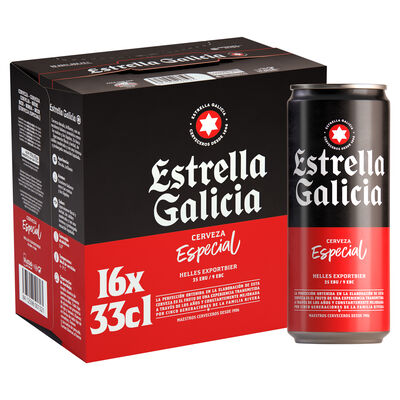 Cerveza rubia Estrella Galicia pack 16 x 33cl