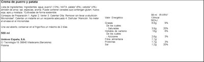 Crema vichyssoise Knorr 500ml con puerro y patata