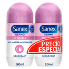Desodorante roll-on Sanex Dermo Invisible 48h antitranspirante 2x50ml