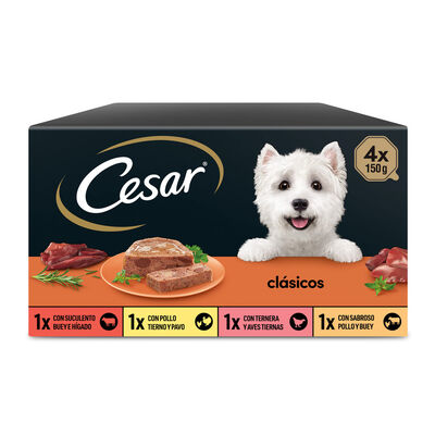 Comida húmeda perro César patés clásicos pack 4