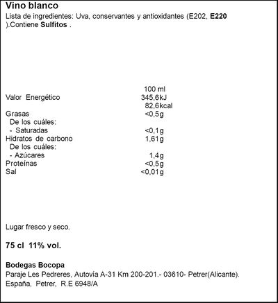 Vino blanco DO Alicante Marina Alta