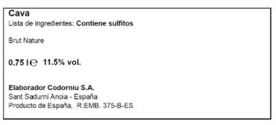 Cava brut nature gran plus ultra Codorn&iacute;u 75 cl