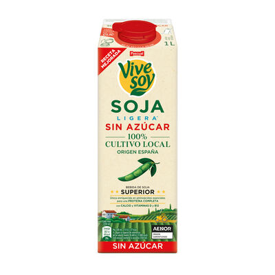 Bebida de soja ligera sin azúcar con aminoácidos, calcio y vitaminas D y B12 1L
