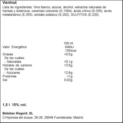 Vermouth rojo Zarro 1,5l