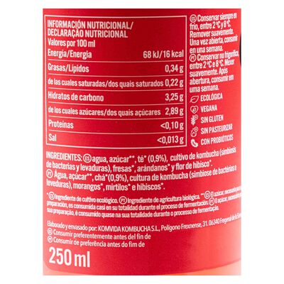 Kombucha Komvida 250ml frutos rojos