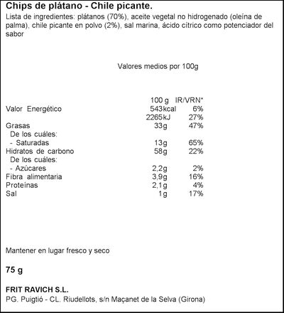 Snacks platanitos chips picantes Samai 75g