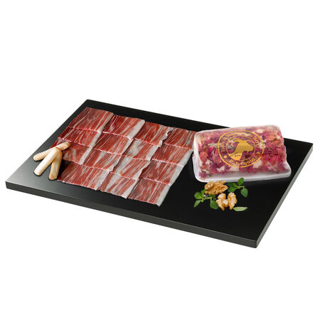 LOTE 250g Jamón cebo campo 50% ibérico + 1 unidad de rulo de cabra REGALO