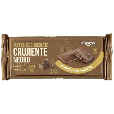 Turr&oacute;n de chocolate negro crujiente Alipende 200g