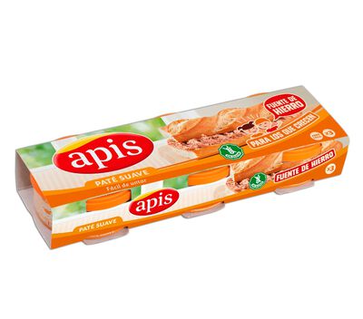 Paté de hígado de cerdo con textura suave Apis pack 3uds