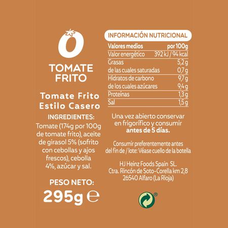 Tomate frito casero sin gluten Orlando 295g