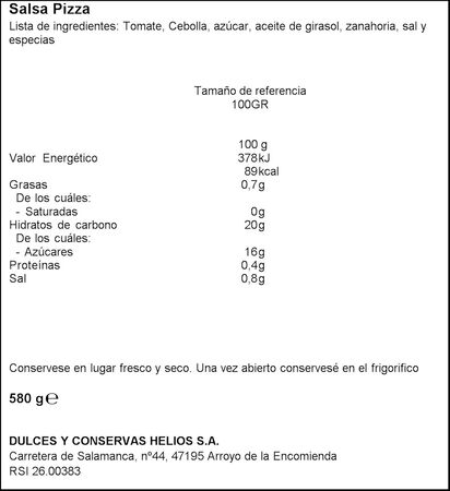 Salsa Helios 580g pizza