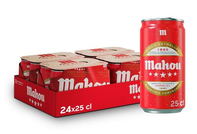 Cerveza rubia especial Mahou 5 Estrellas lata 25cl