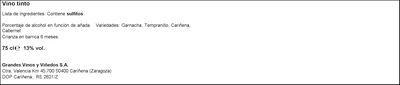 Vino tinto DO Cari&ntilde;ena Monasterio Vi&ntilde;as crianza