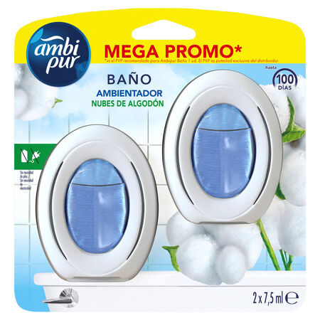 Ambientador de baño Ambipur Nubes Algodón Pack 2 15 ml