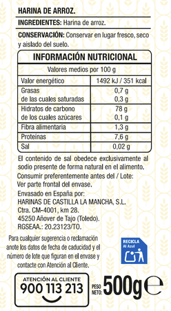 Harina de arroz sin gluten Alipende 500g